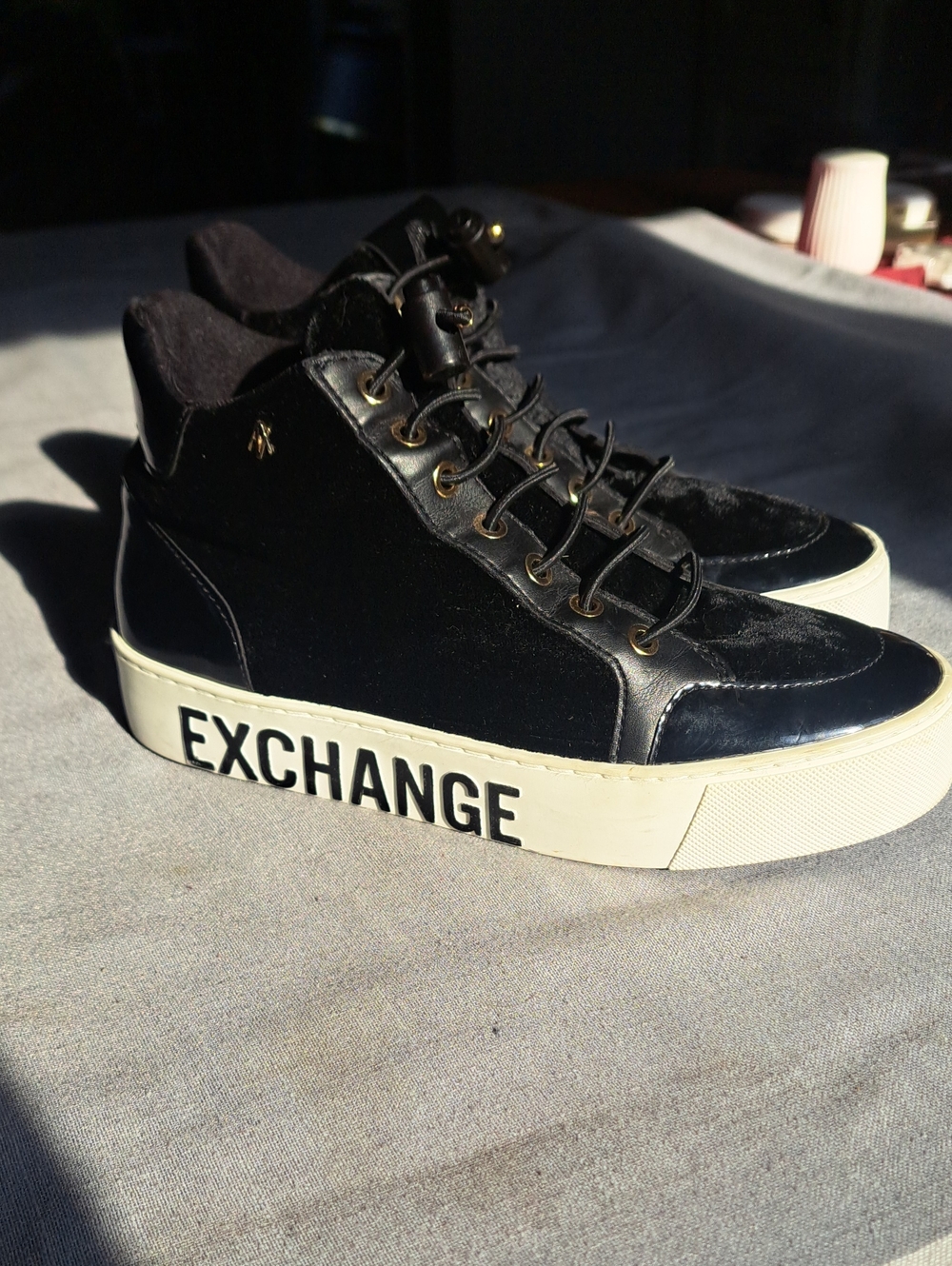 Giorgio Armani Black Velvet Sneakers - Picture 2 of 8